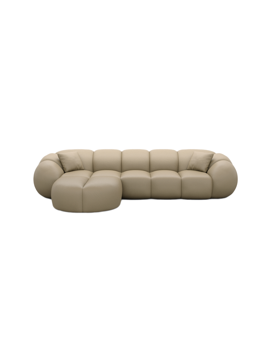 
4-Sitzer Design Echtleder Ecksofa „Azura“ - Echtleder Beige / Eckteil links