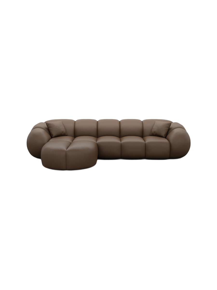 
4-Sitzer Design Echtleder Ecksofa „Azura“ - Echtleder Beige / Eckteil links
