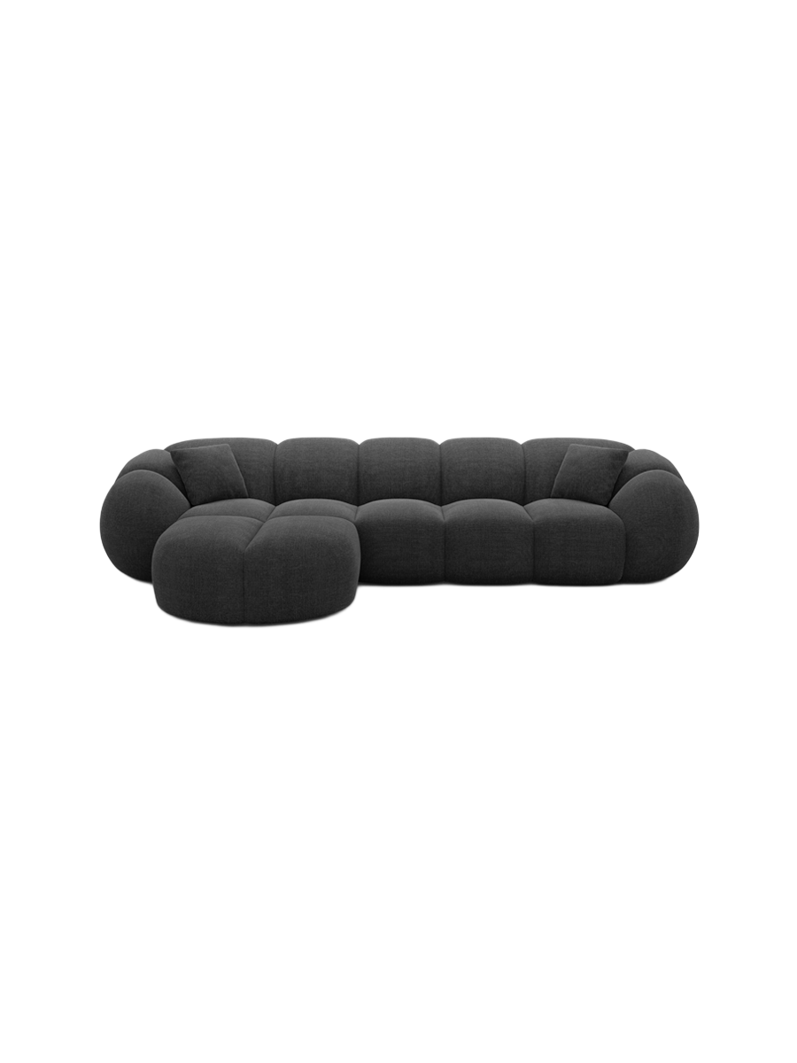 
4-Sitzer Design Ecksofa „Azura“ mit Strukturstoff-Bezug - Strukturstoff Anthrazit / Eckteil links