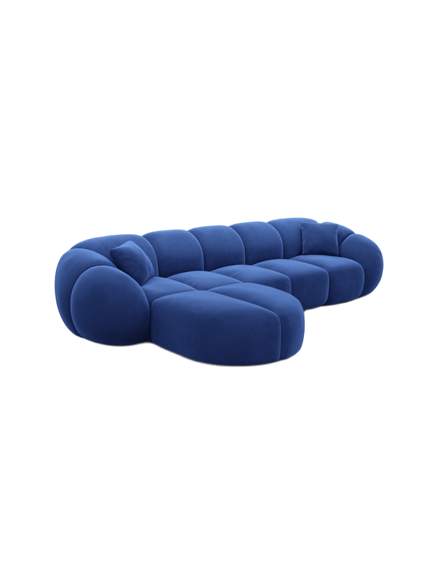 
4-Sitzer Design Ecksofa „Azura“ mit Samtbezug - Samtbezug Königsblau / Eckteil links