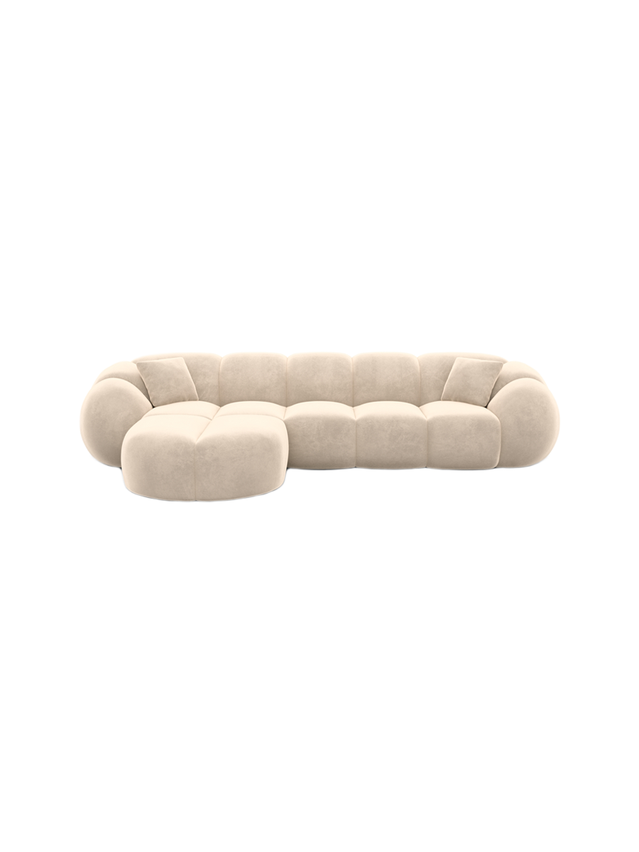 
4-Sitzer Design Ecksofa „Azura“ mit Samtbezug - Samtbezug Königsblau / Eckteil links