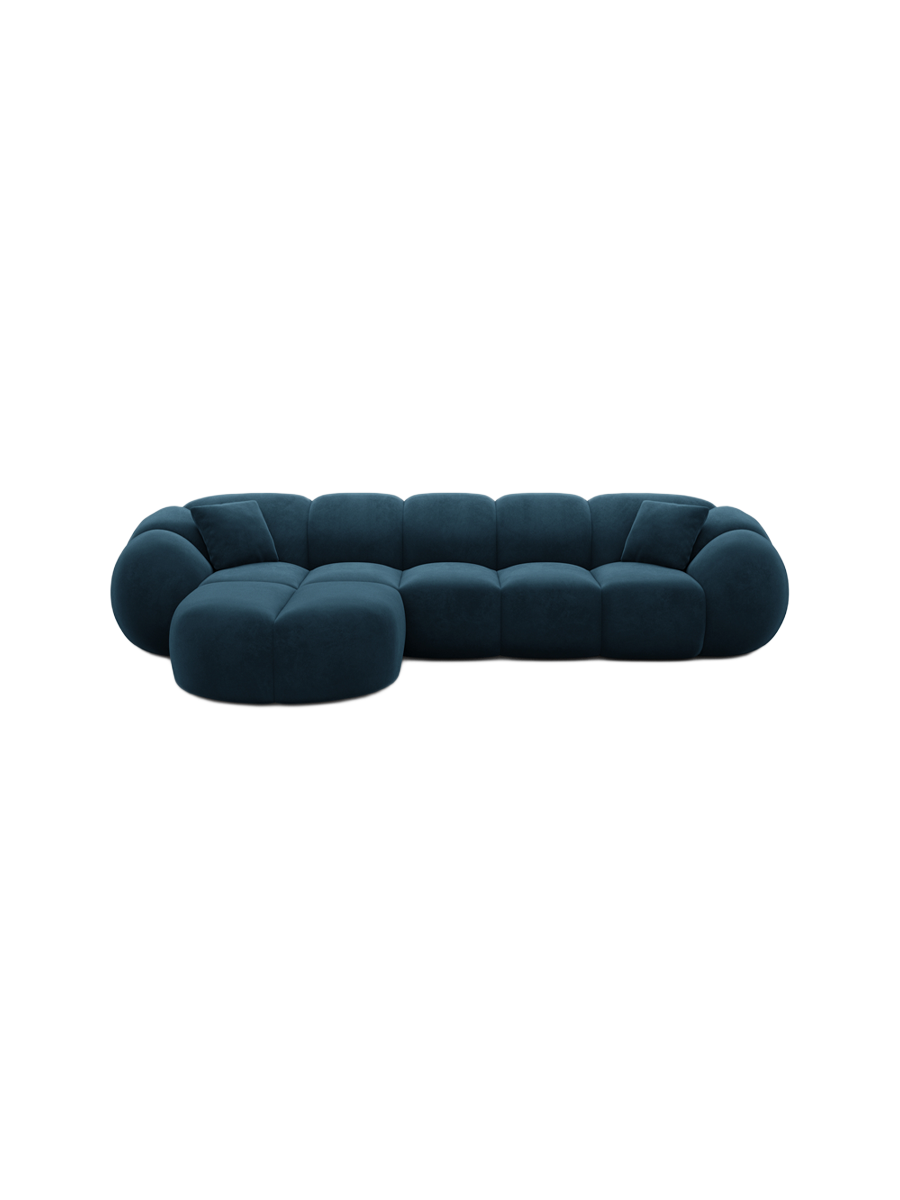 
4-Sitzer Design Ecksofa „Azura“ mit Samtbezug - Samtbezug Königsblau / Eckteil links