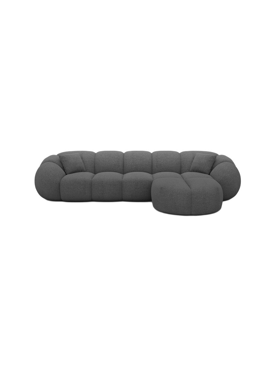 
4-Sitzer Design Ecksofa „Azura“ mit Bouclé-Bezug - Bouclé Graphit / Eckteil links