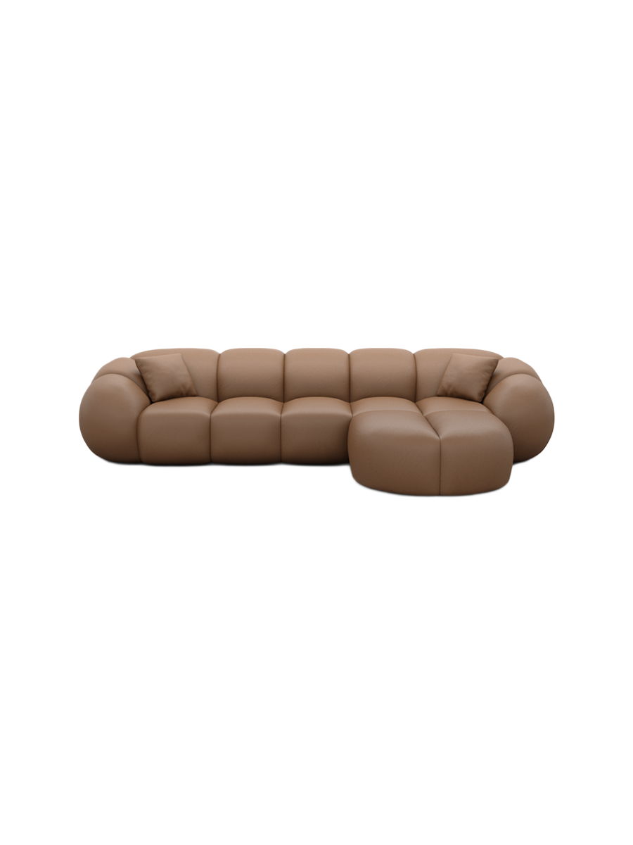 
4-Sitzer Design Echtleder Ecksofa „Azura“ - Echtleder Beige / Eckteil links