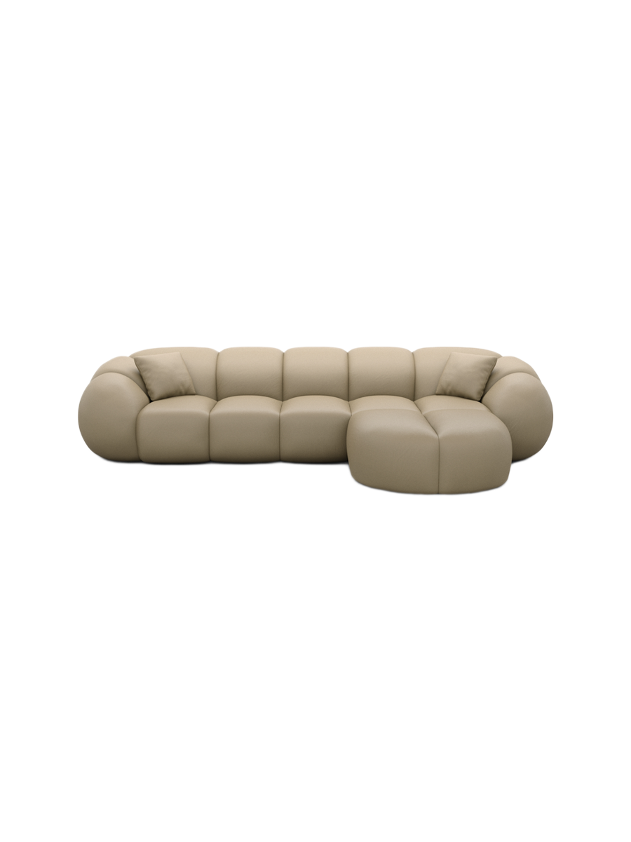 
4-Sitzer Design Echtleder Ecksofa „Azura“ - Echtleder Beige / Eckteil links