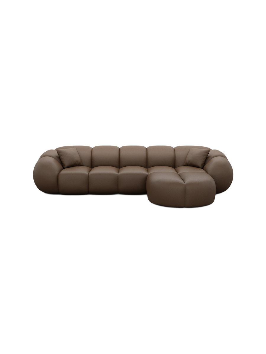 
4-Sitzer Design Echtleder Ecksofa „Azura“ - Echtleder Beige / Eckteil links