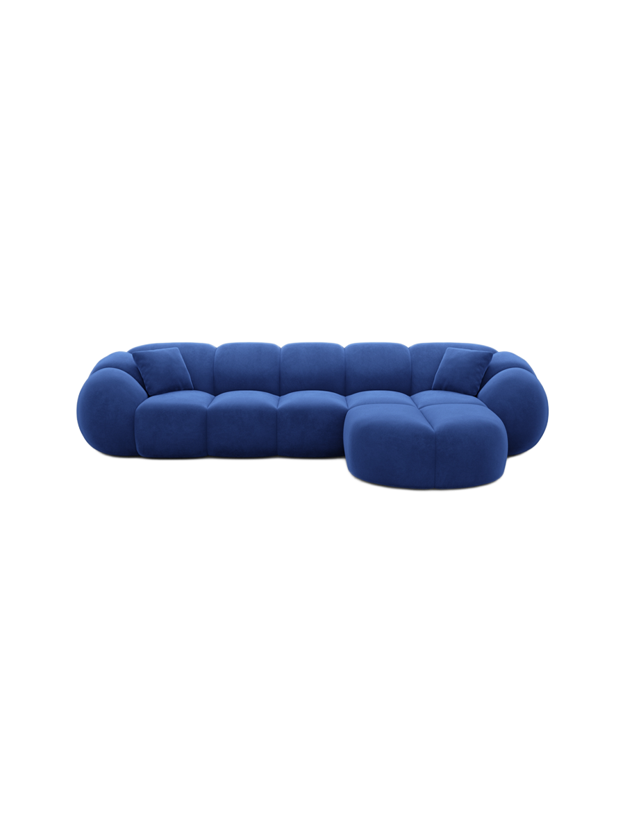 
4-Sitzer Design Ecksofa „Azura“ mit Samtbezug - Samtbezug Königsblau / Eckteil links