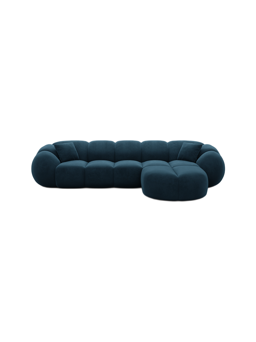 
4-Sitzer Design Ecksofa „Azura“ mit Samtbezug - Samtbezug Königsblau / Eckteil links