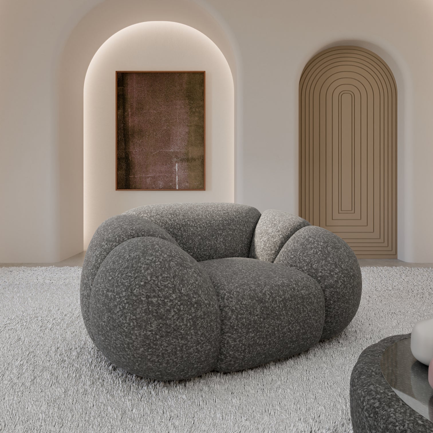 
Designer lounge chair “Azura” with bouclé upholstery - Bouclé Graphite