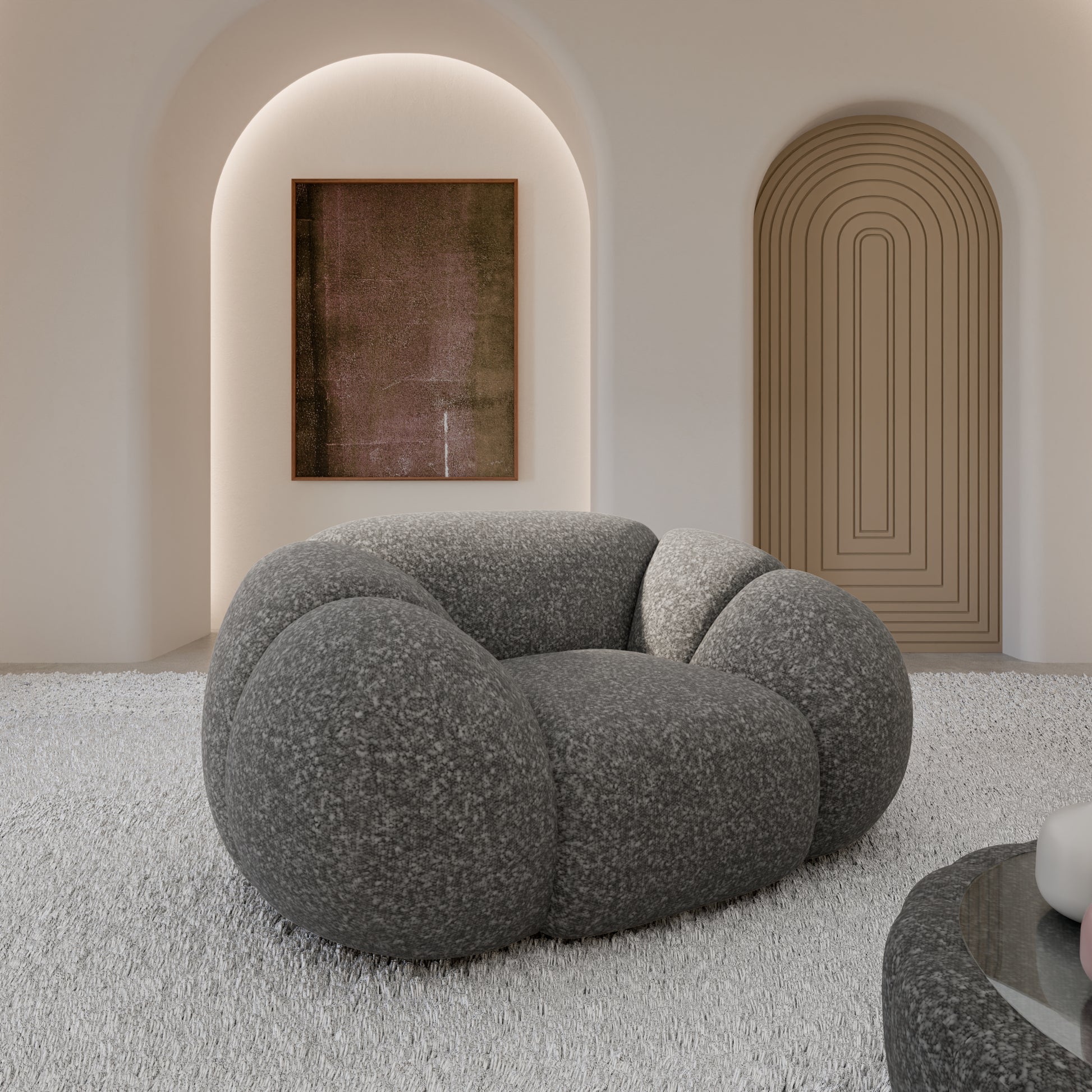 
Design Loungesessel „Azura“ mit Bouclé-Bezug - Bouclé Graphit
