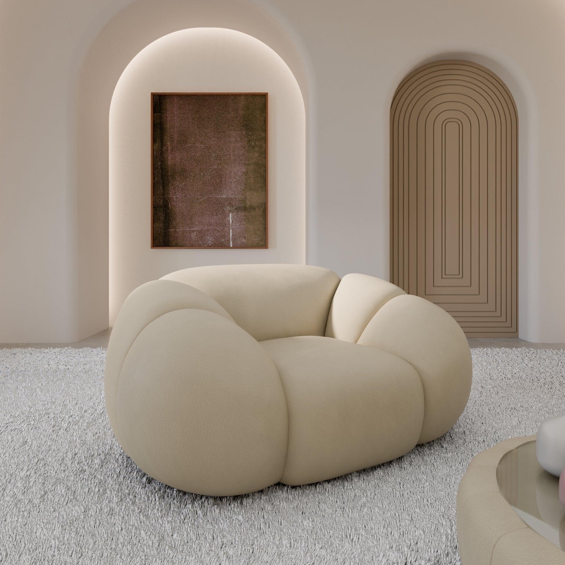 
Design Echtleder Loungesessel „Azura“ - Echtleder Beige