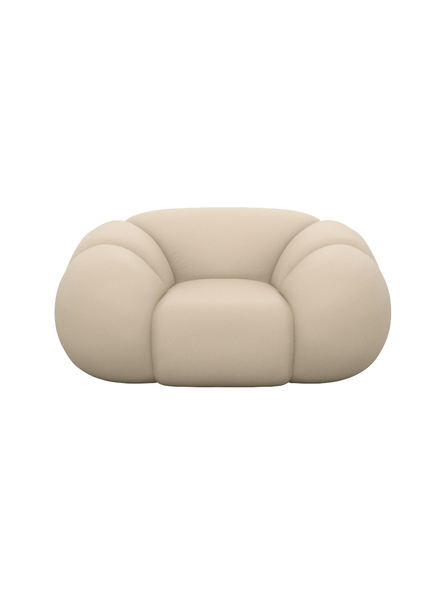
Design Echtleder Loungesessel „Azura“ - Echtleder Beige
