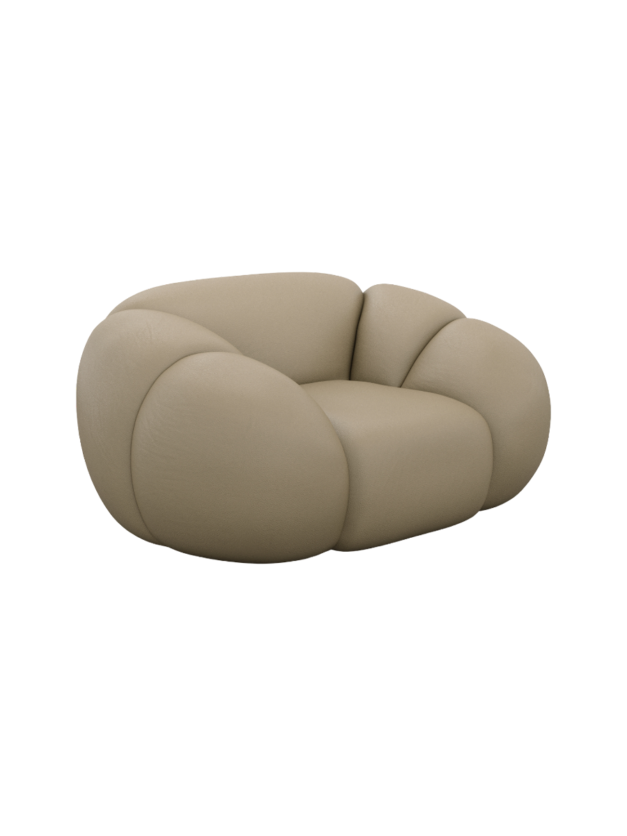 
Design Echtleder Loungesessel „Azura“ - Echtleder Beige