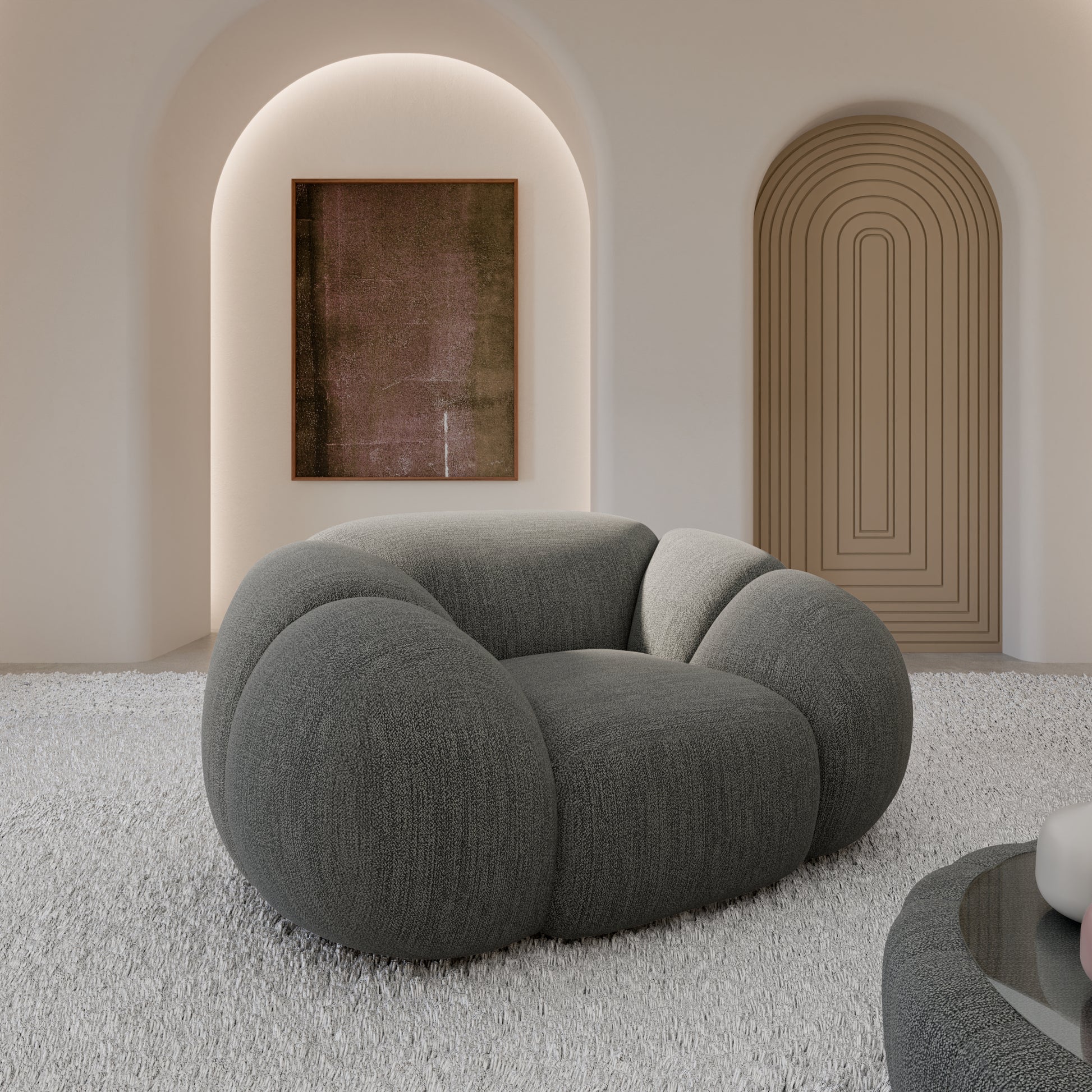 
Design Loungesessel „Azura“ mit Strukturstoff-Bezug - Strukturstoff Anthrazit