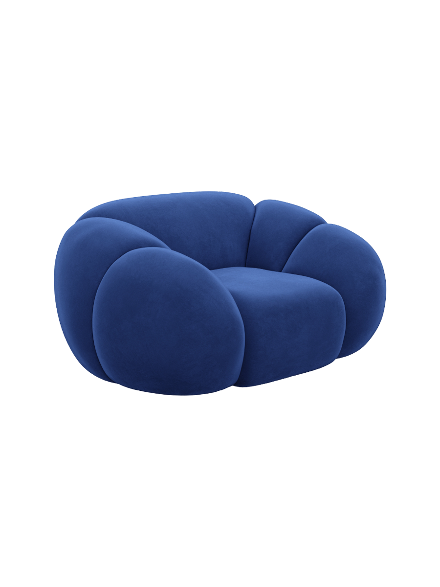 
Design Loungesessel „Azura“ mit Samtbezug - Samtbezug Königsblau