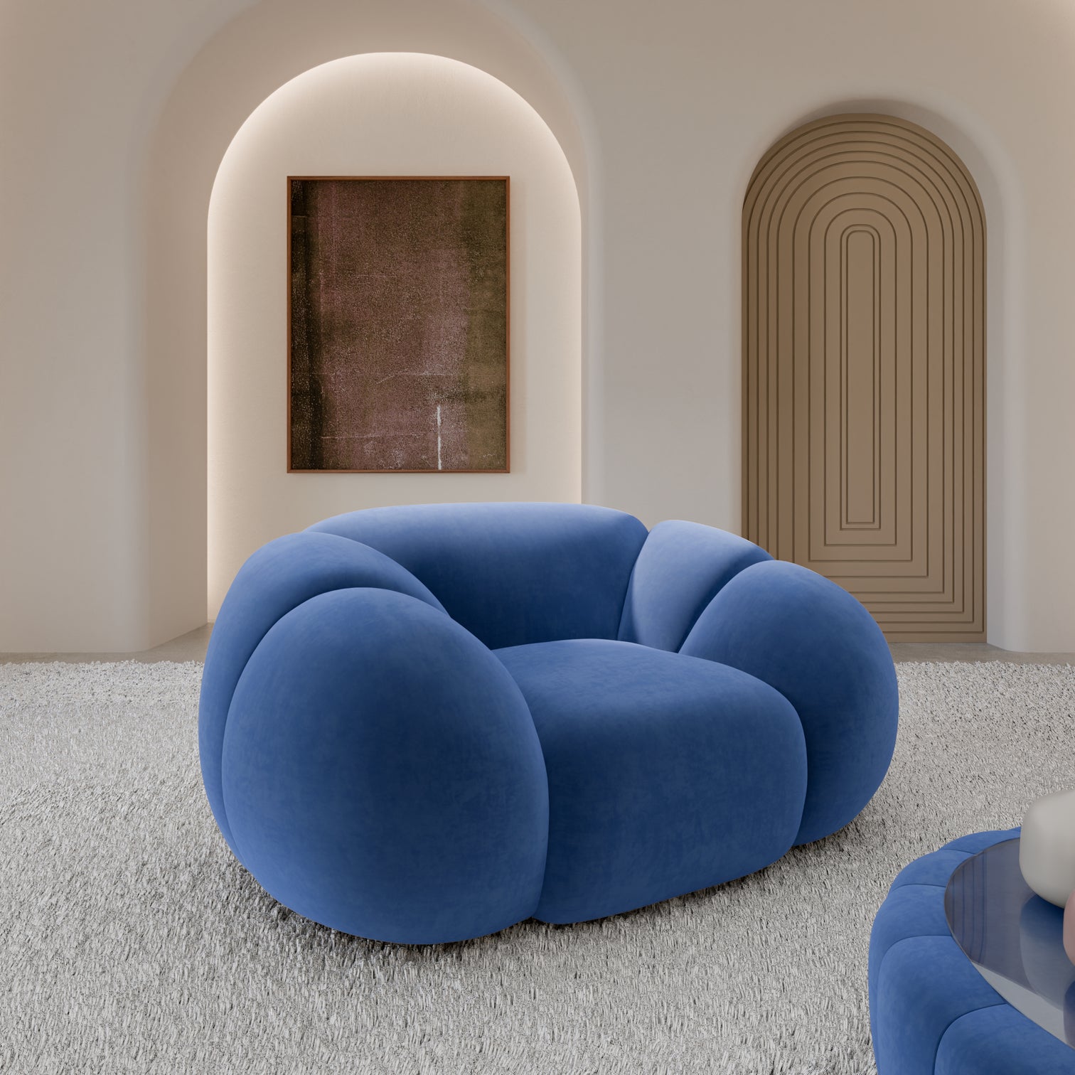 
Designer lounge chair “Azura” with velvet upholstery - Velvet cover Royal Blue