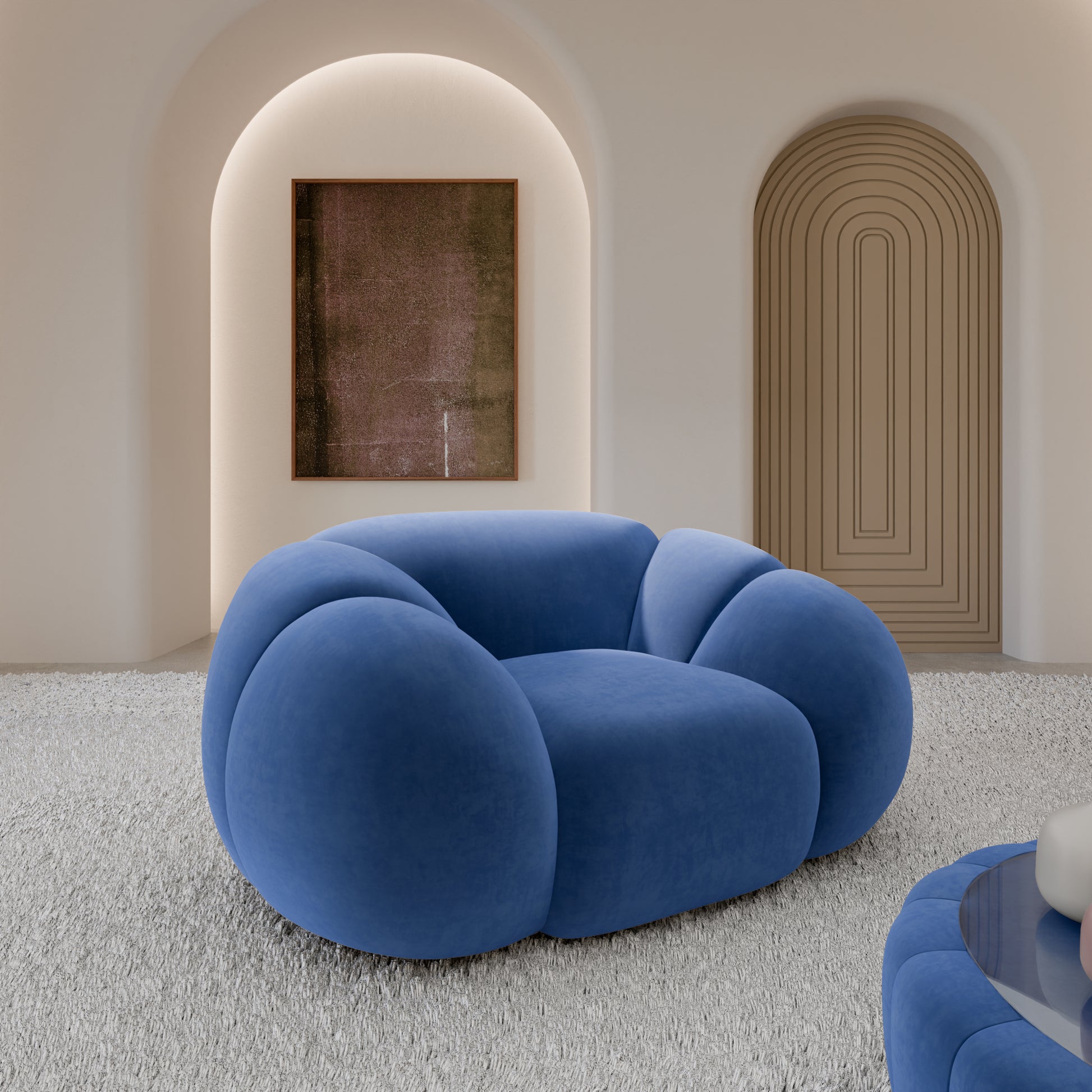 
Design Loungesessel „Azura“ mit Samtbezug - Samtbezug Königsblau