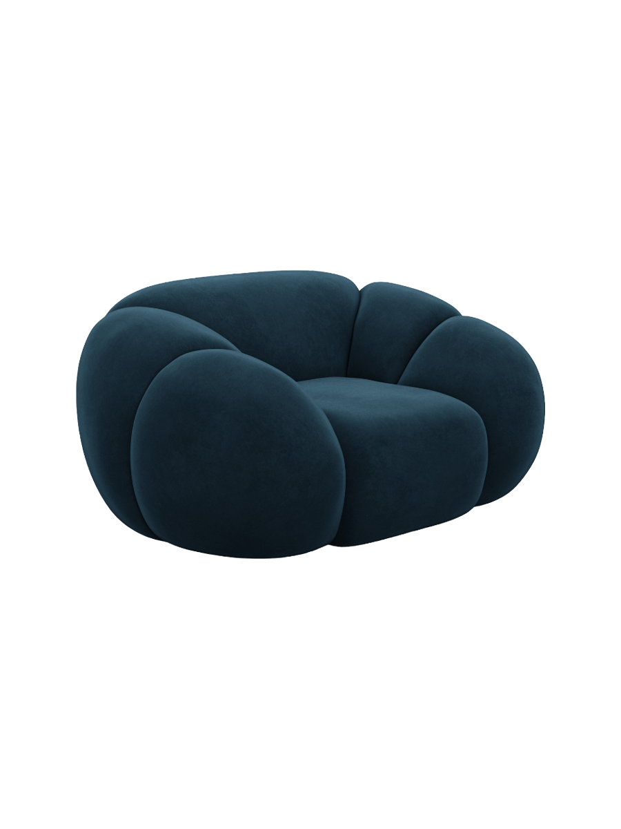 
Design Loungesessel „Azura“ mit Samtbezug - Samtbezug Königsblau