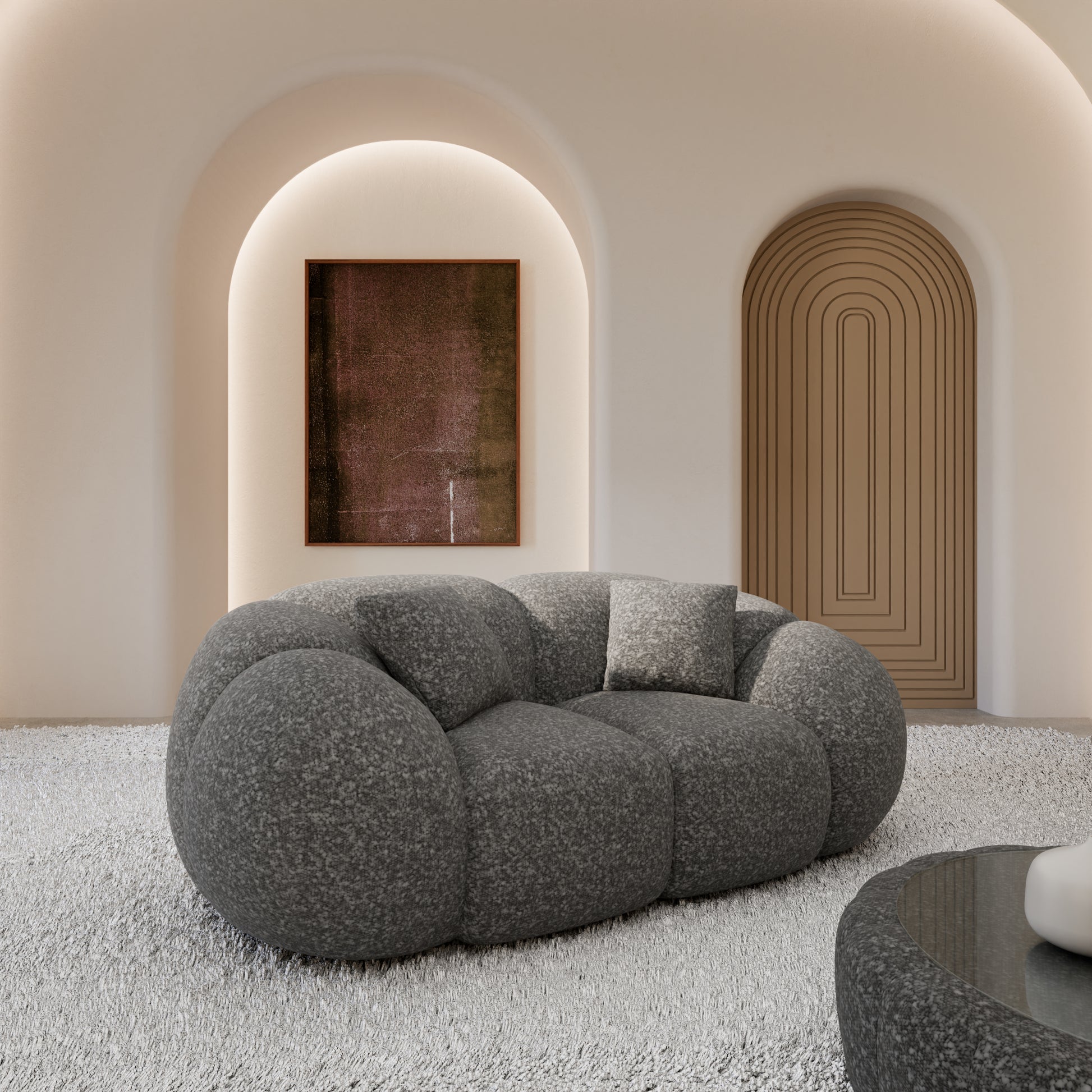
2-Sitzer Design Sofa „Azura“ mit Bouclé-Bezug - Bouclé Graphit