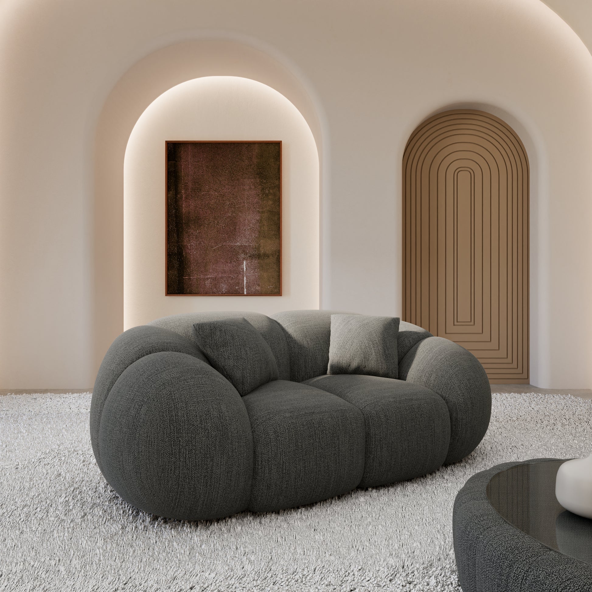 
2-Sitzer Design Sofa „Azura“ mit Strukturstoff-Bezug - Strukturstoff Anthrazit