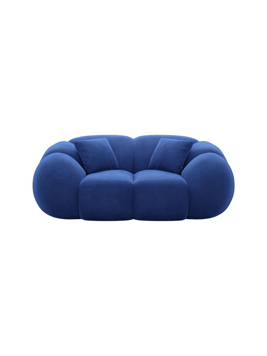 
2-Sitzer Design Sofa „Azura“ mit Samtbezug - Samtbezug Königsblau