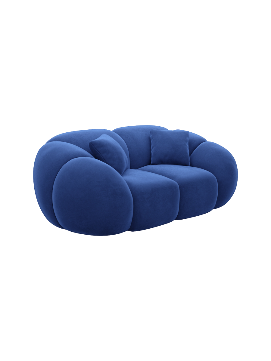 
2-Sitzer Design Sofa „Azura“ mit Samtbezug - Samtbezug Königsblau