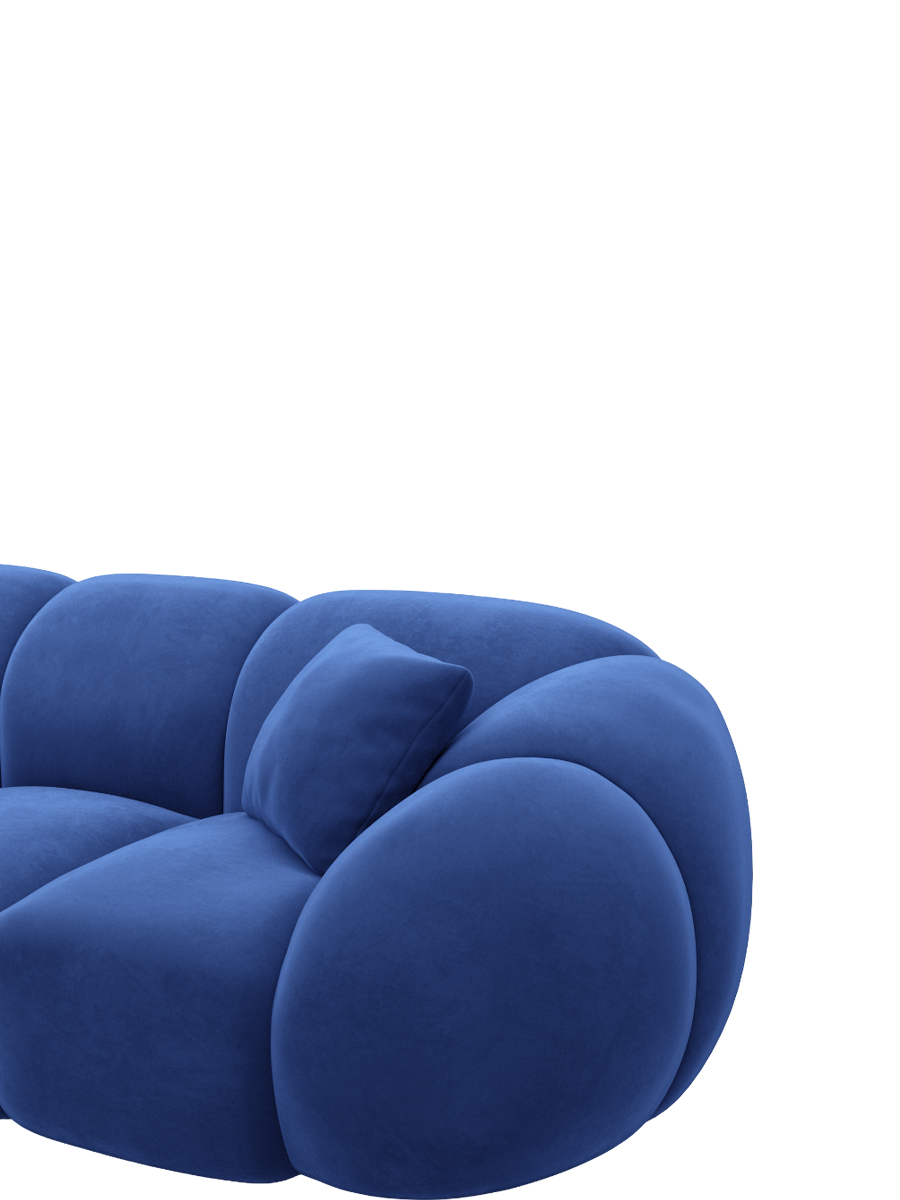 
2-Sitzer Design Sofa „Azura“ mit Samtbezug - Samtbezug Königsblau
