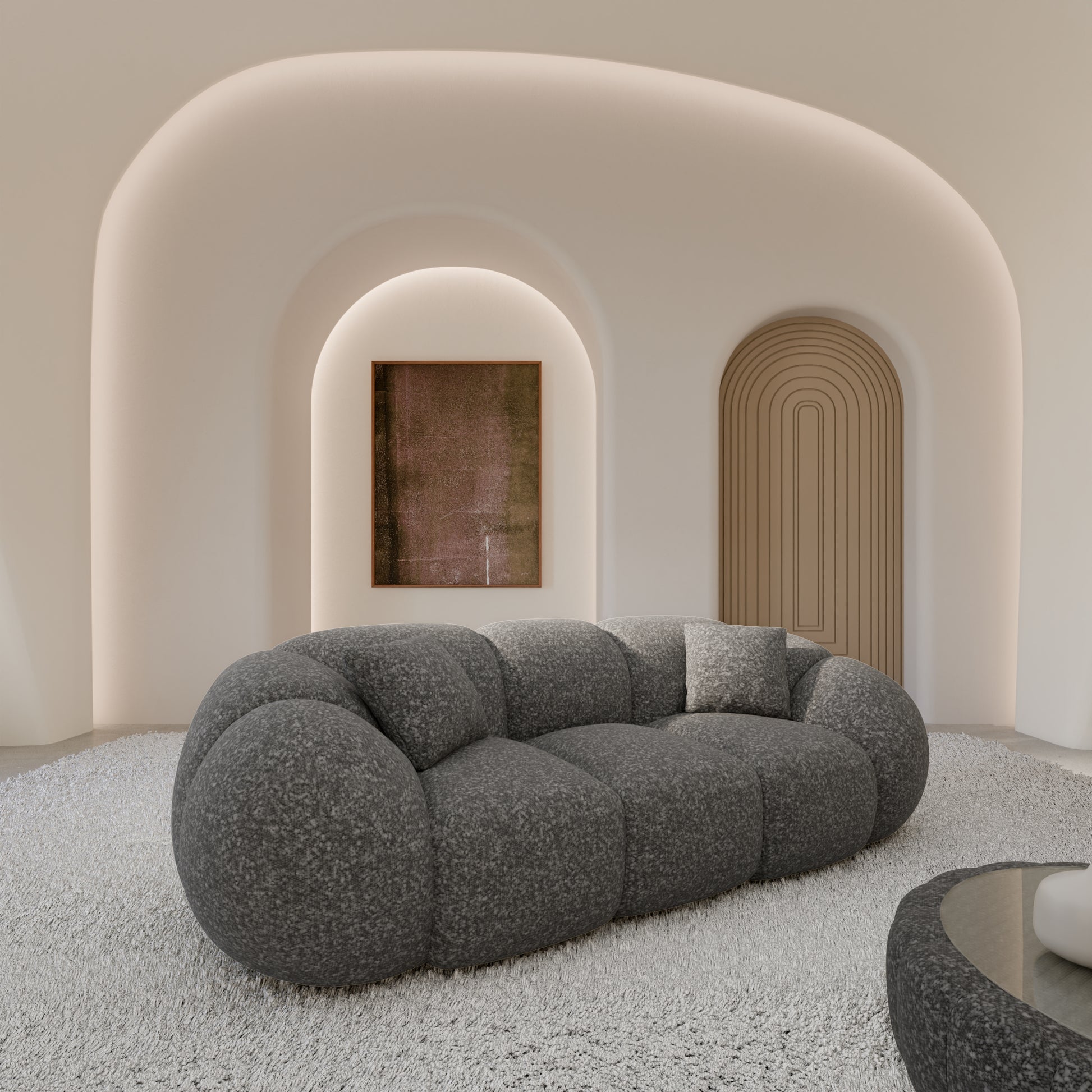 
3-Sitzer Design Sofa „Azura“ mit Bouclé-Bezug - Bouclé Graphit