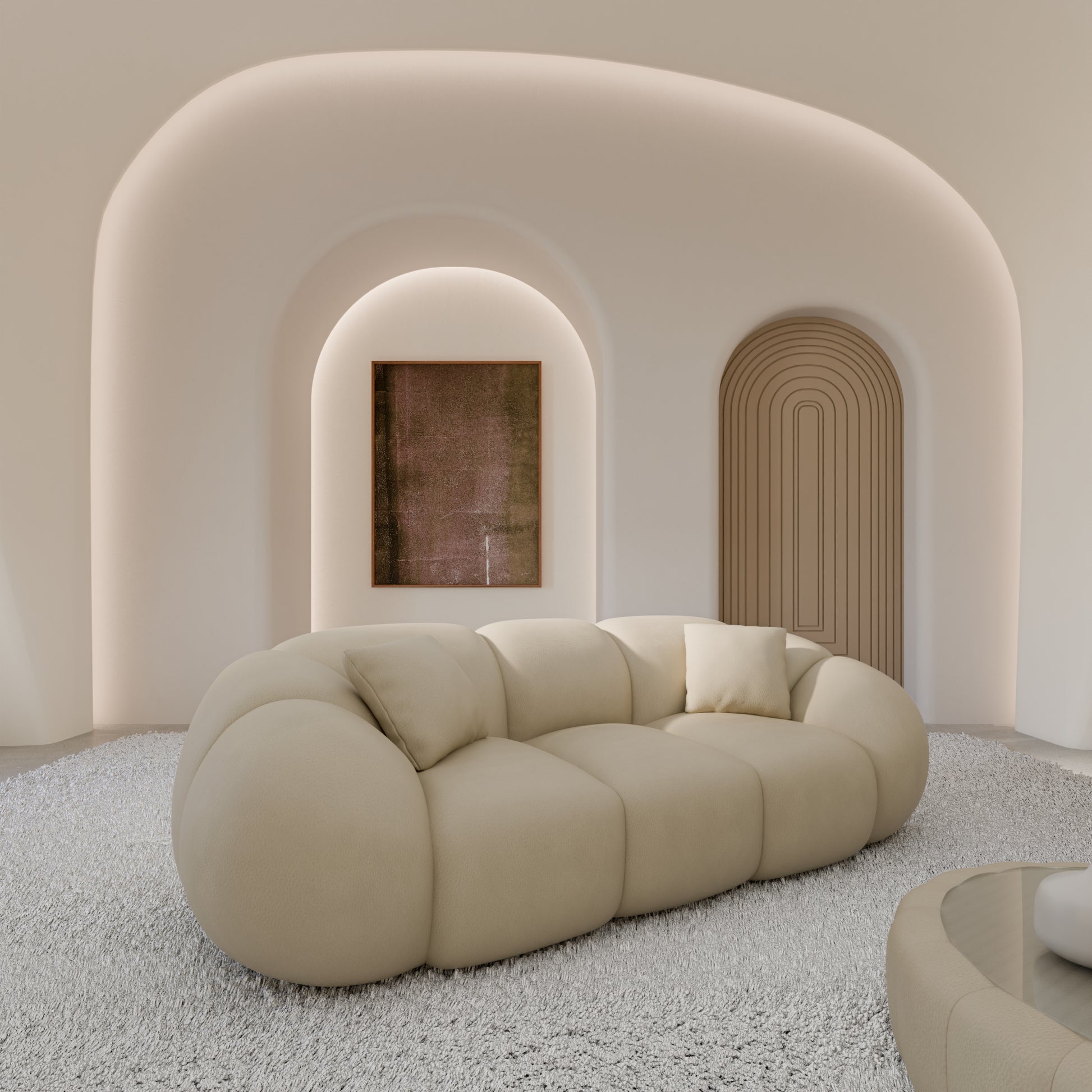 
3-Sitzer Design Echtleder Sofa „Azura“ - Echtleder Beige