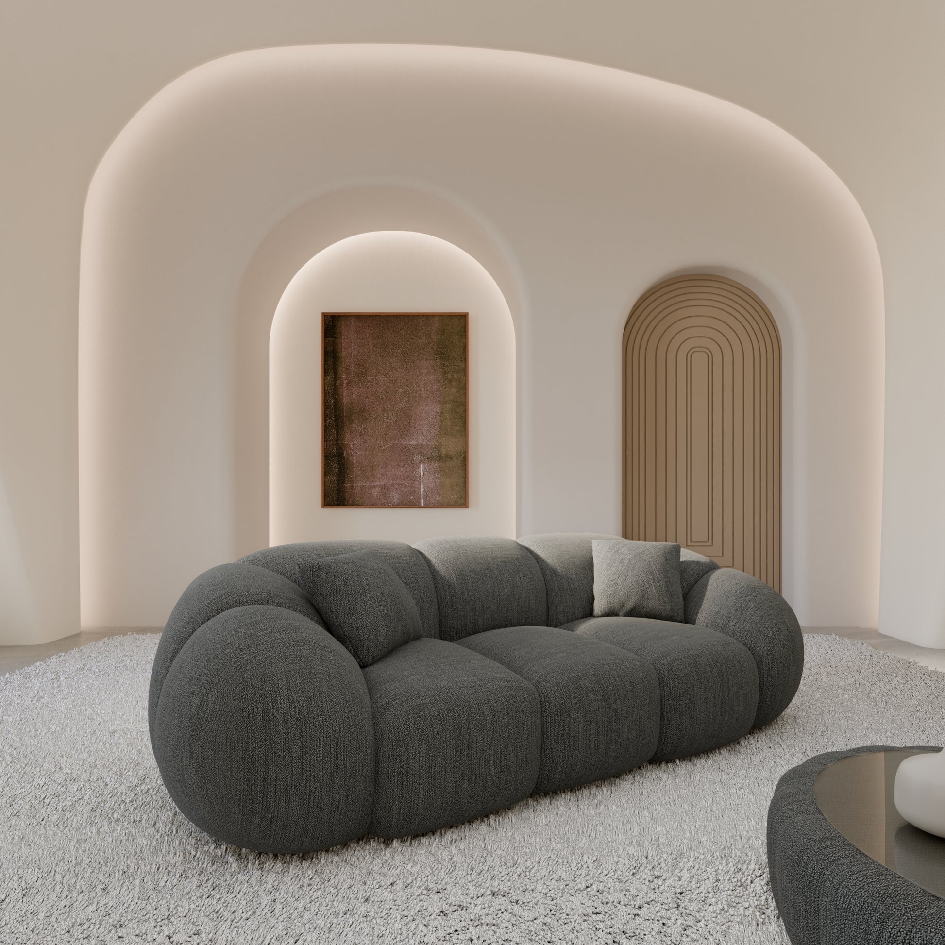 
3-Sitzer Design Sofa „Azura“ mit Strukturstoff-Bezug - Strukturstoff Anthrazit
