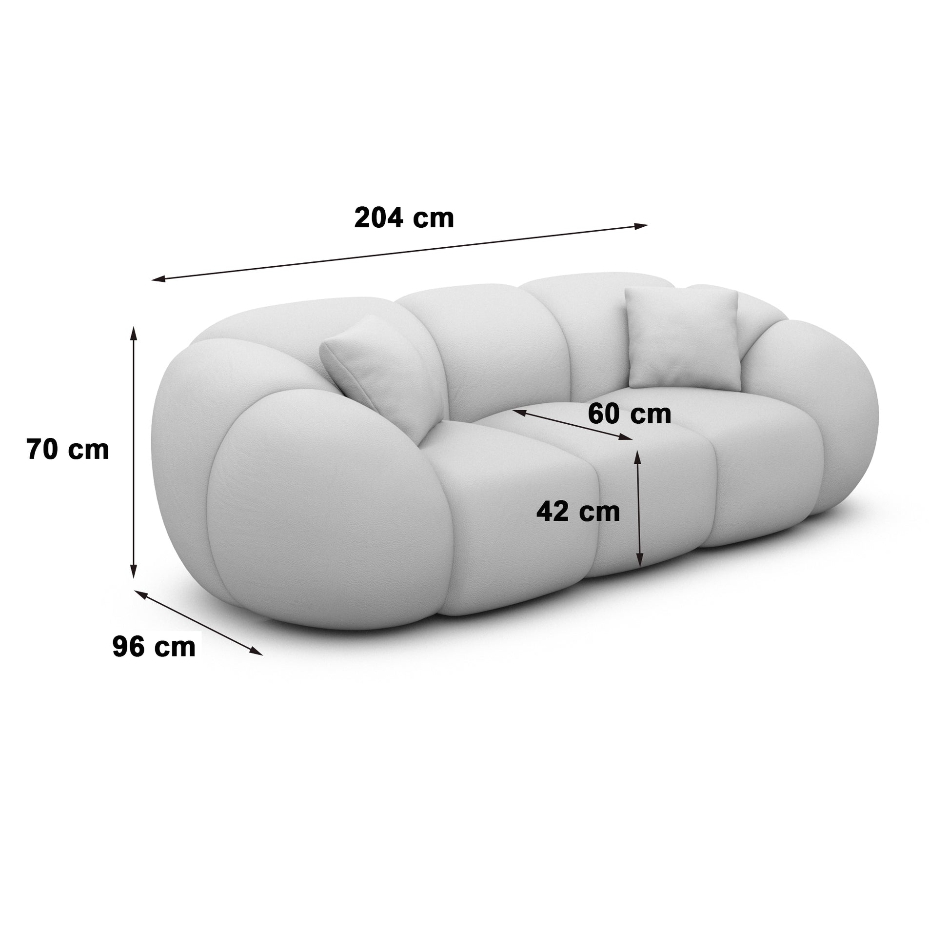
3-Sitzer Design Sofa „Azura“ mit Strukturstoff-Bezug - Strukturstoff Anthrazit