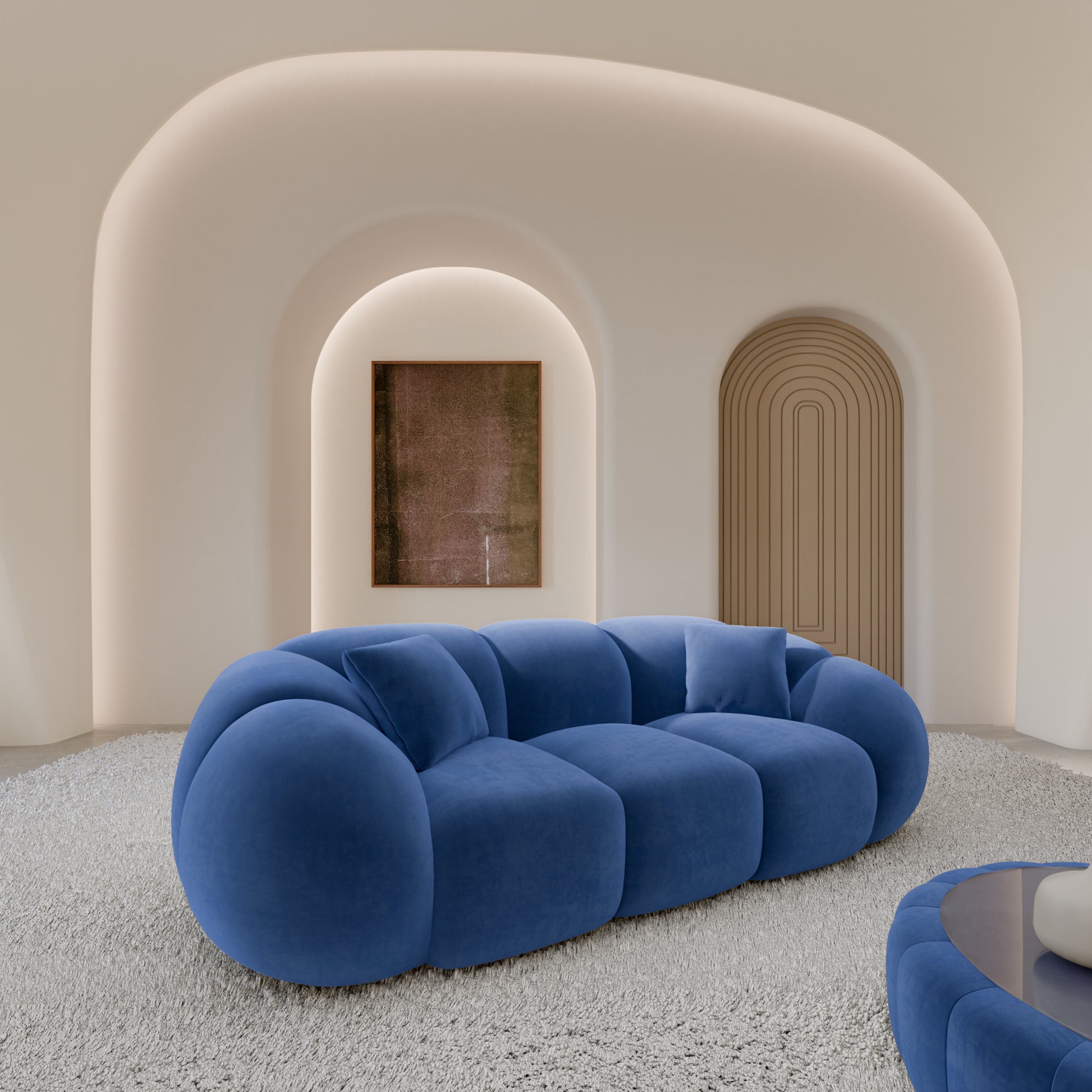 
3-Sitzer Design Sofa „Azura“ mit Samtbezug - Samtbezug Königsblau
