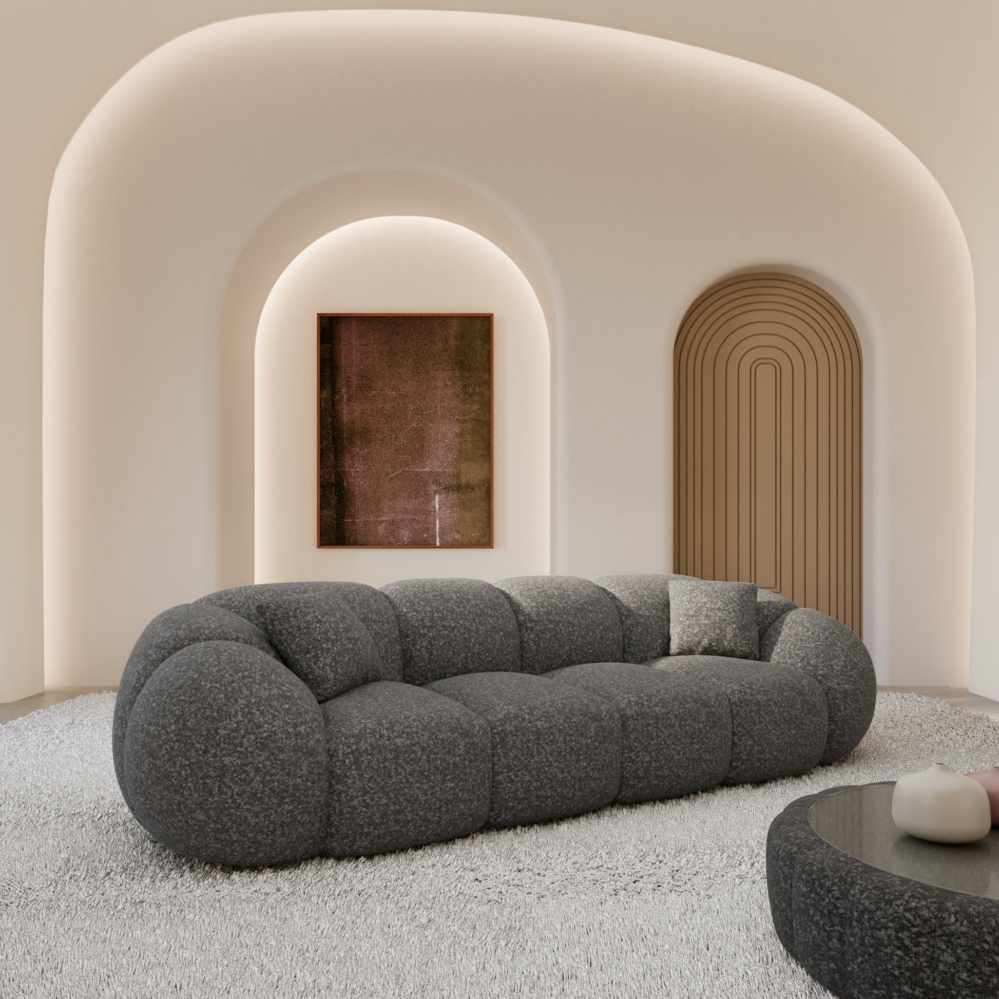 
4-Sitzer Design Sofa „Azura“ mit Bouclé-Bezug - Bouclé Graphit