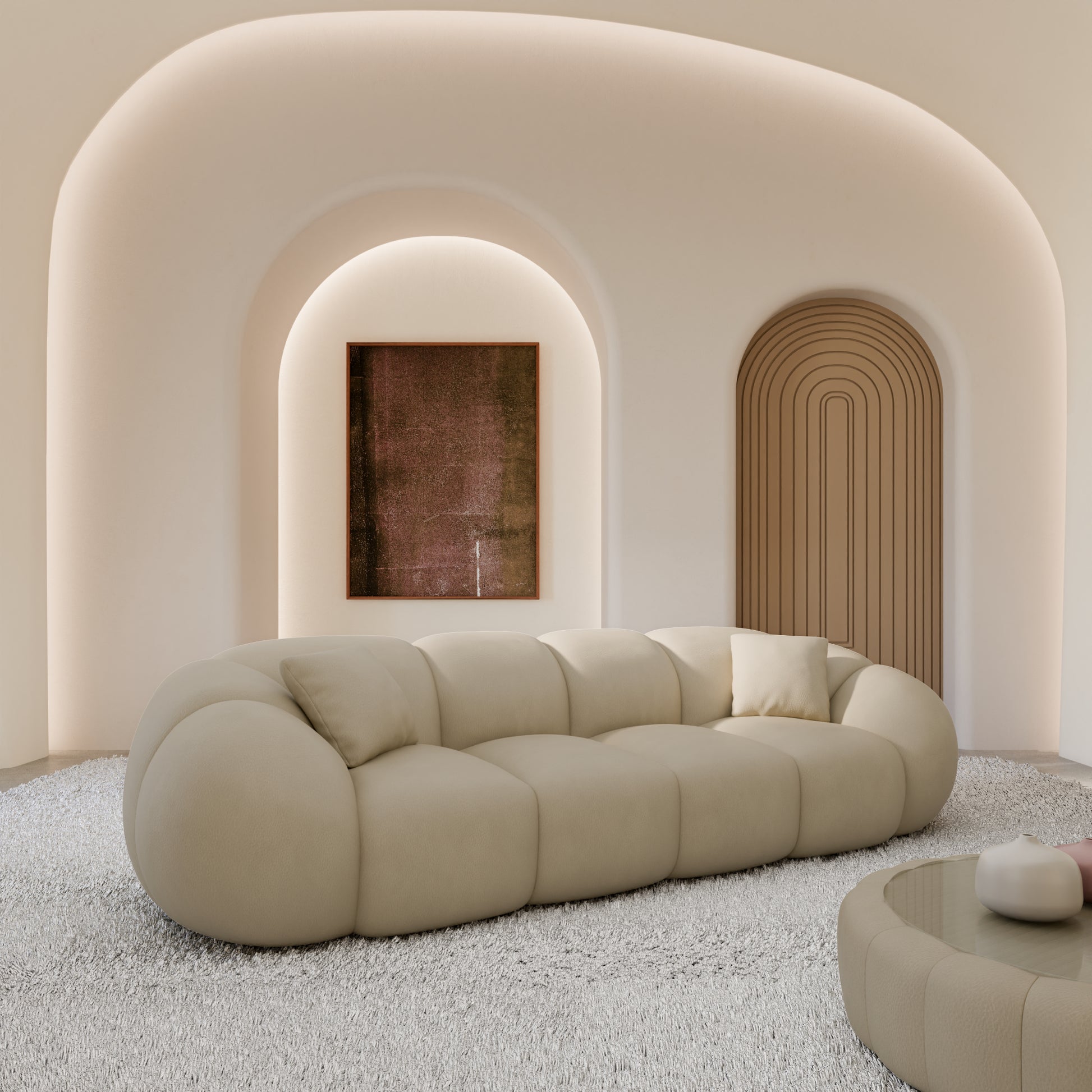 
4-Sitzer Design Echtleder Sofa „Azura“ - Echtleder Beige