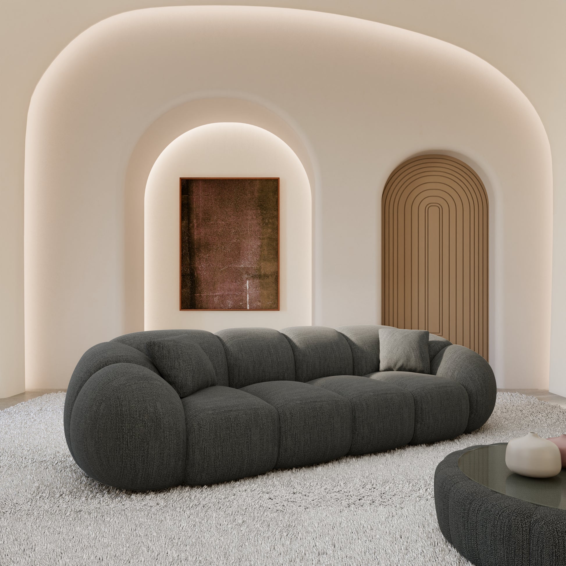 
4-Sitzer Design Sofa „Azura“ mit Strukturstoff-Bezug - Strukturstoff Anthrazit