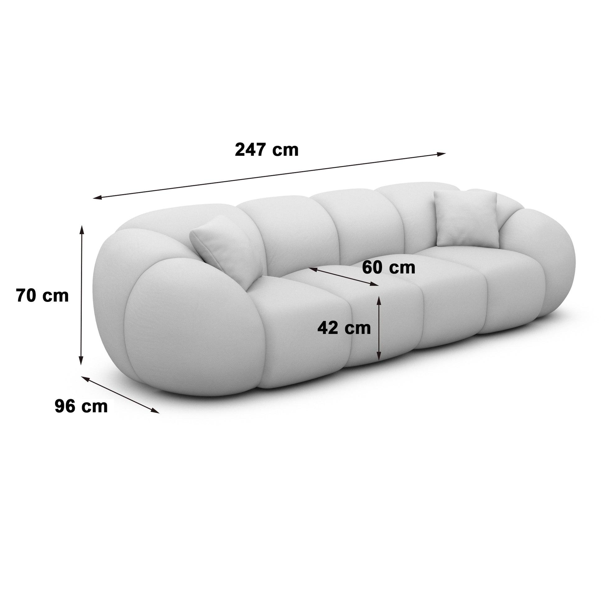 
4-Sitzer Design Sofa „Azura“ mit Strukturstoff-Bezug - Strukturstoff Anthrazit