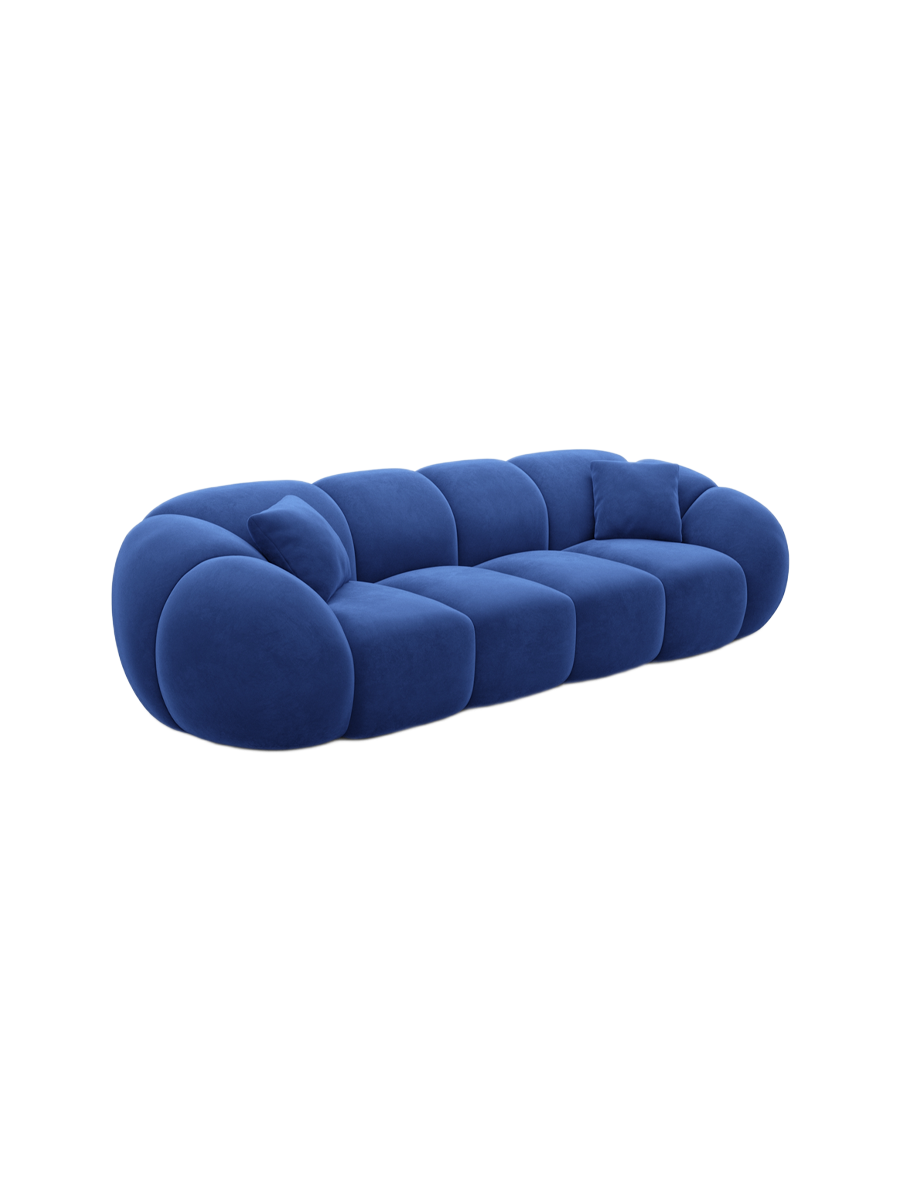 
4-Sitzer Design Sofa „Azura“ mit Samtbezug - Samtbezug Königsblau