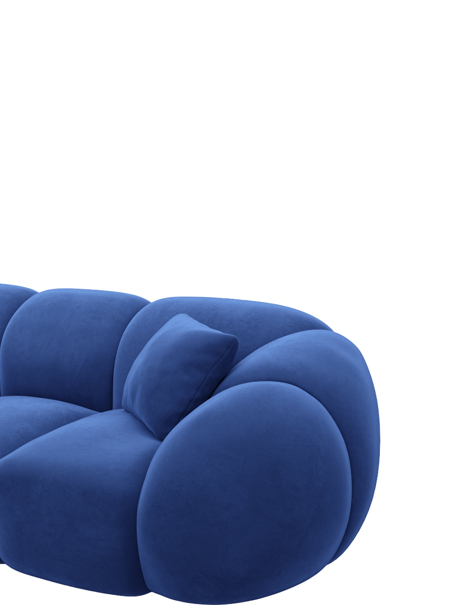
4-Sitzer Design Sofa „Azura“ mit Samtbezug - Samtbezug Königsblau