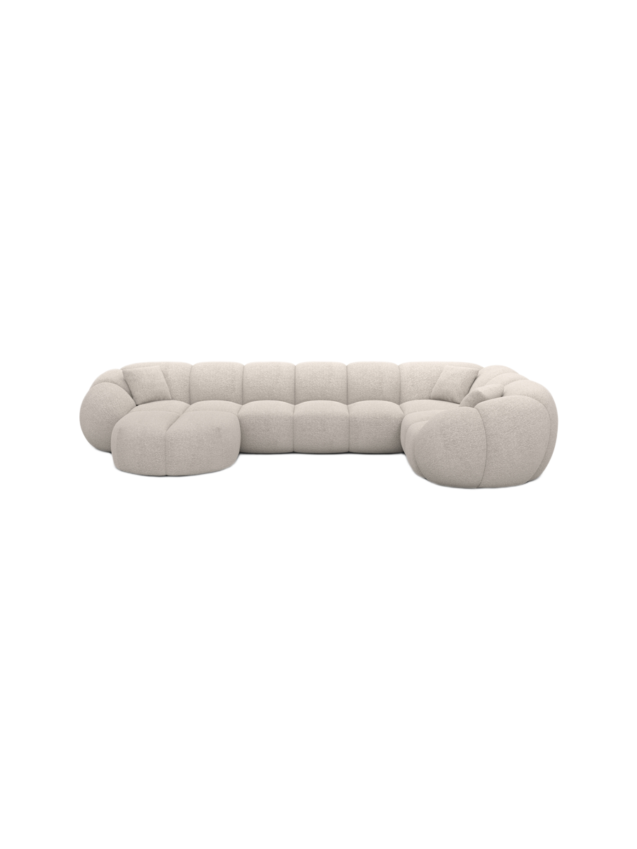 
6-Sitzer Design Panorama-Sofa „Azura XL“ mit Bouclé-Bezug - Bouclé Graphit / Lange Seite links