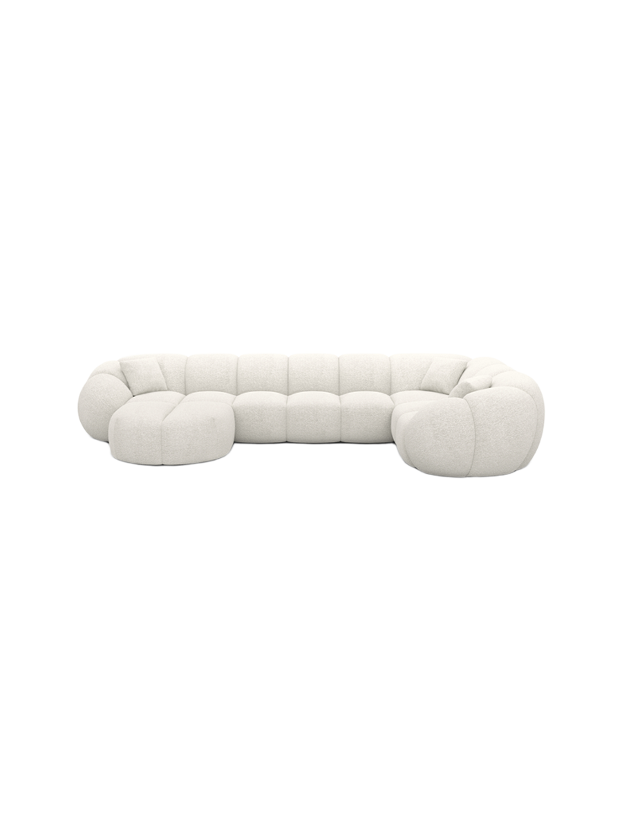 
6-Sitzer Design Panorama-Sofa „Azura XL“ mit Bouclé-Bezug - Bouclé Graphit / Lange Seite links