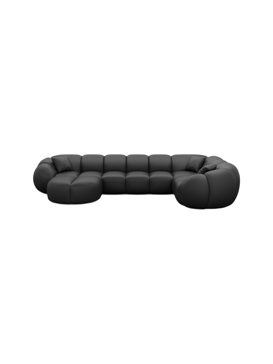 
6-Sitzer Design Echtleder Panorama-Sofa „Azura XL“ - Echtleder Beige / Lange Seite links