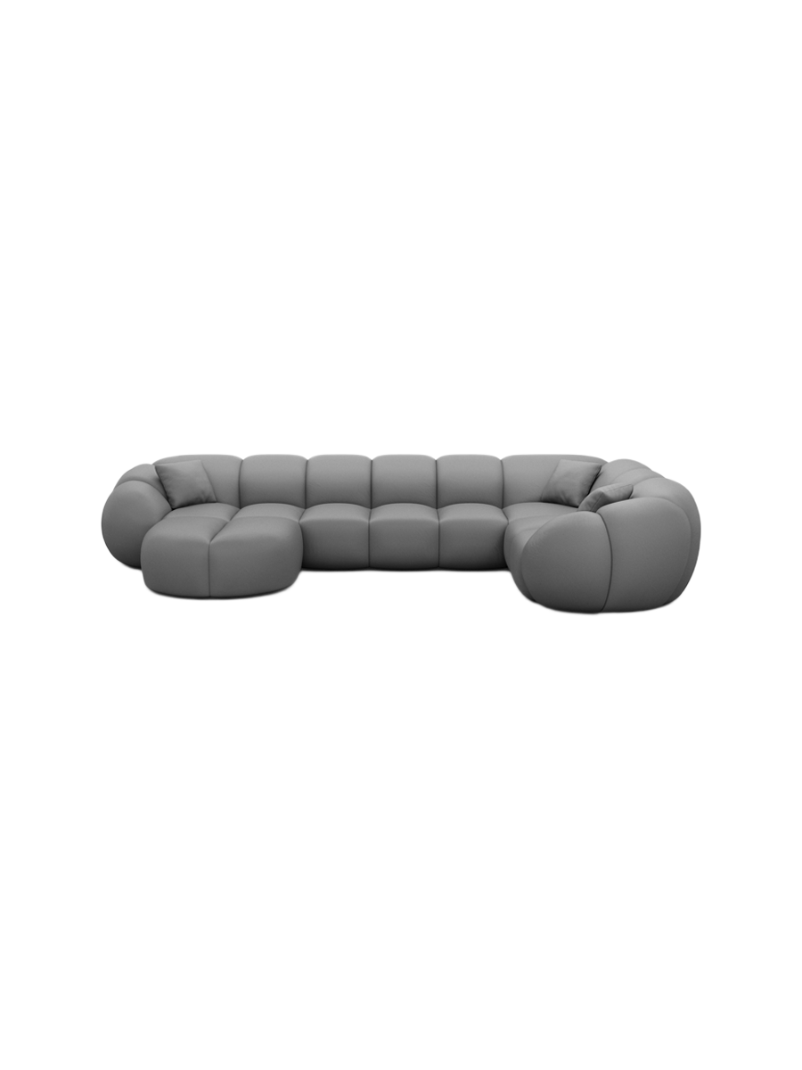 
6-Sitzer Design Echtleder Panorama-Sofa „Azura XL“ - Echtleder Beige / Lange Seite links