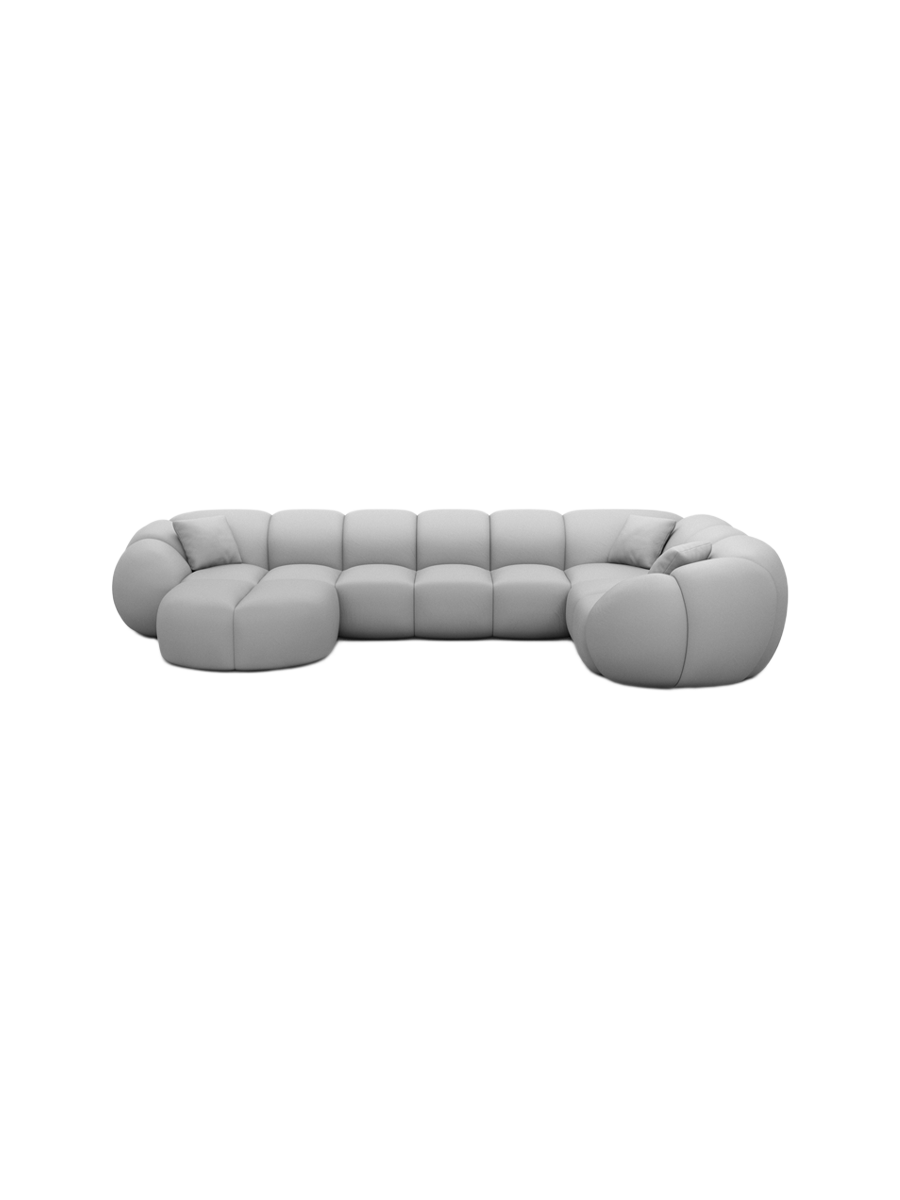 
6-Sitzer Design Echtleder Panorama-Sofa „Azura XL“ - Echtleder Beige / Lange Seite links