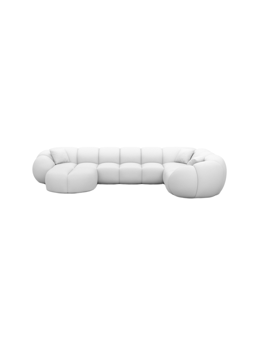 
6-Sitzer Design Echtleder Panorama-Sofa „Azura XL“ - Echtleder Beige / Lange Seite links