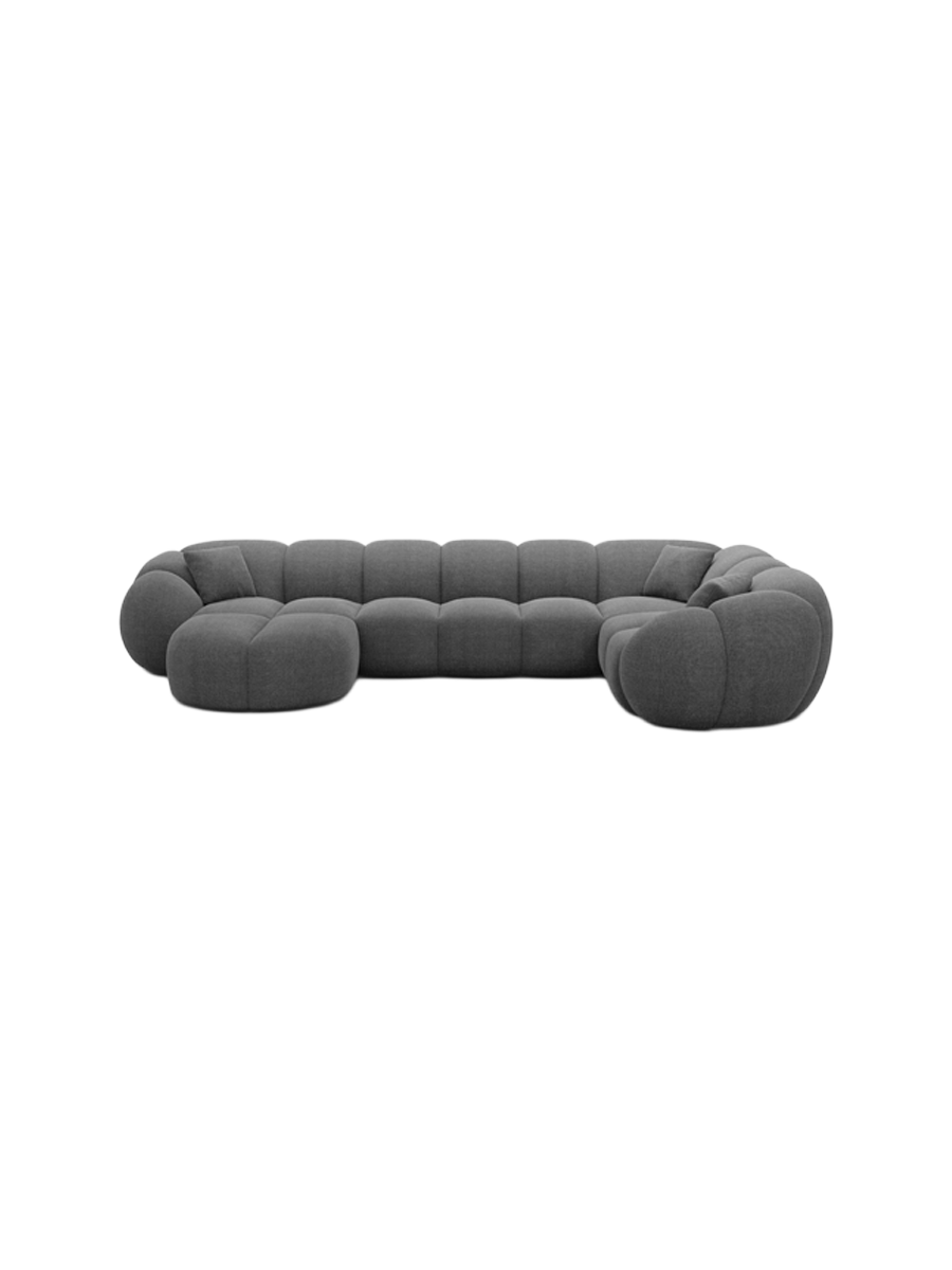 
6-Sitzer Design Panorama-Sofa „Azura XL“ mit Strukturstoff-Bezug - Strukturstoff Anthrazit / Lange Seite links