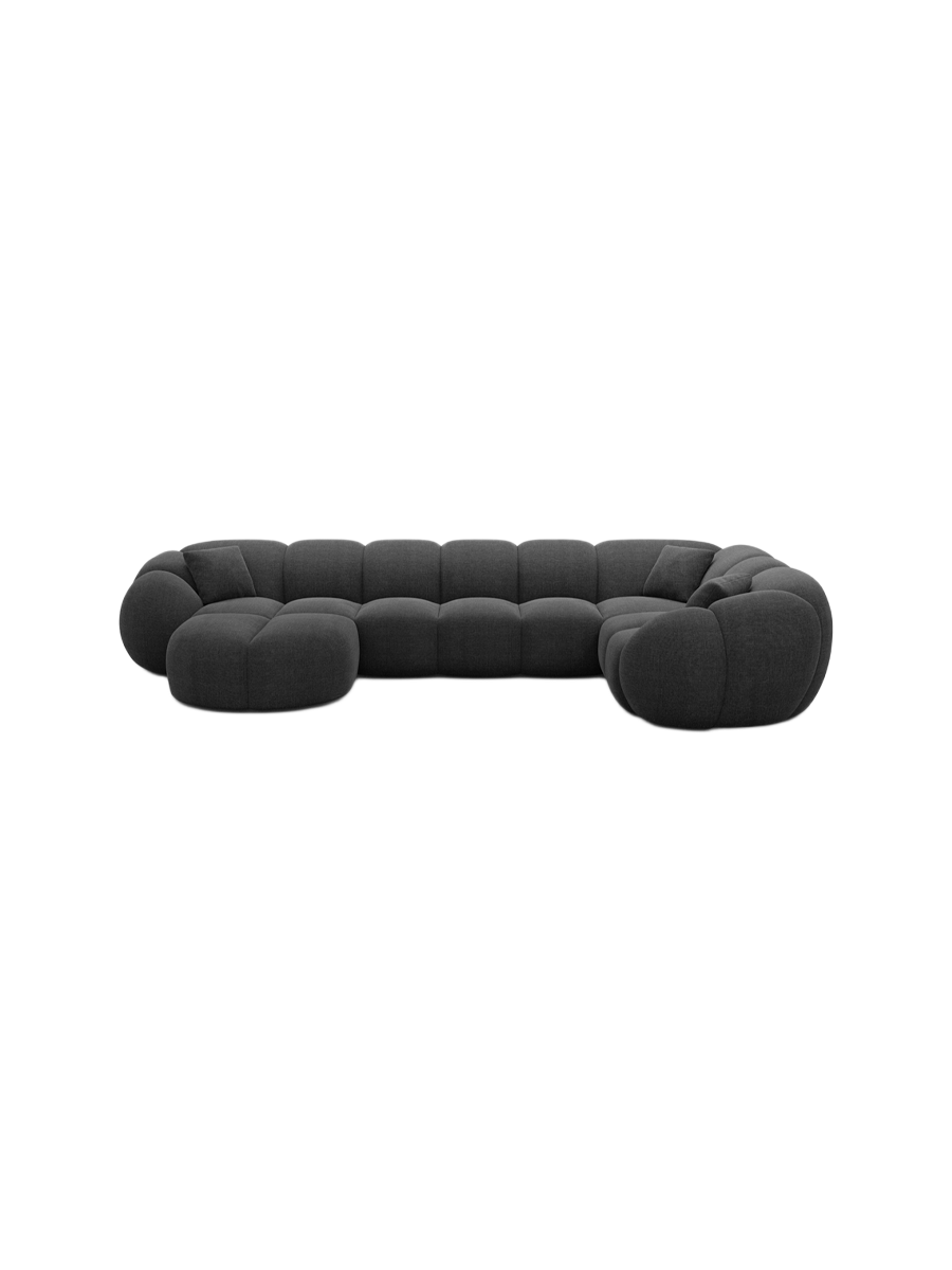 
6-Sitzer Design Panorama-Sofa „Azura XL“ mit Strukturstoff-Bezug - Strukturstoff Anthrazit / Lange Seite links