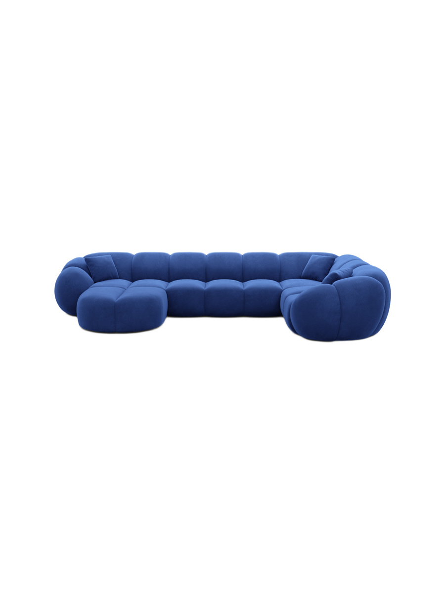 
6-Sitzer Design Panorama-Sofa „Azura XL“ mit Samtbezug - Samtbezug Königsblau / Lange Seite links