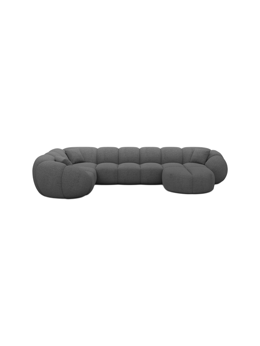 
6-Sitzer Design Panorama-Sofa „Azura XL“ mit Bouclé-Bezug - Bouclé Graphit / Lange Seite links