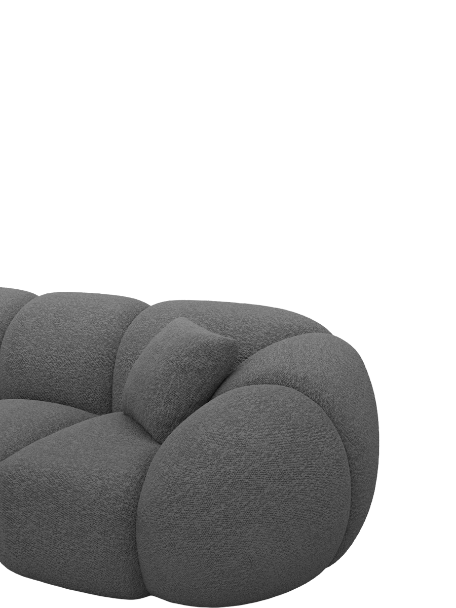 
6-Sitzer Design Panorama-Sofa „Azura XL“ mit Bouclé-Bezug - Bouclé Graphit / Lange Seite links