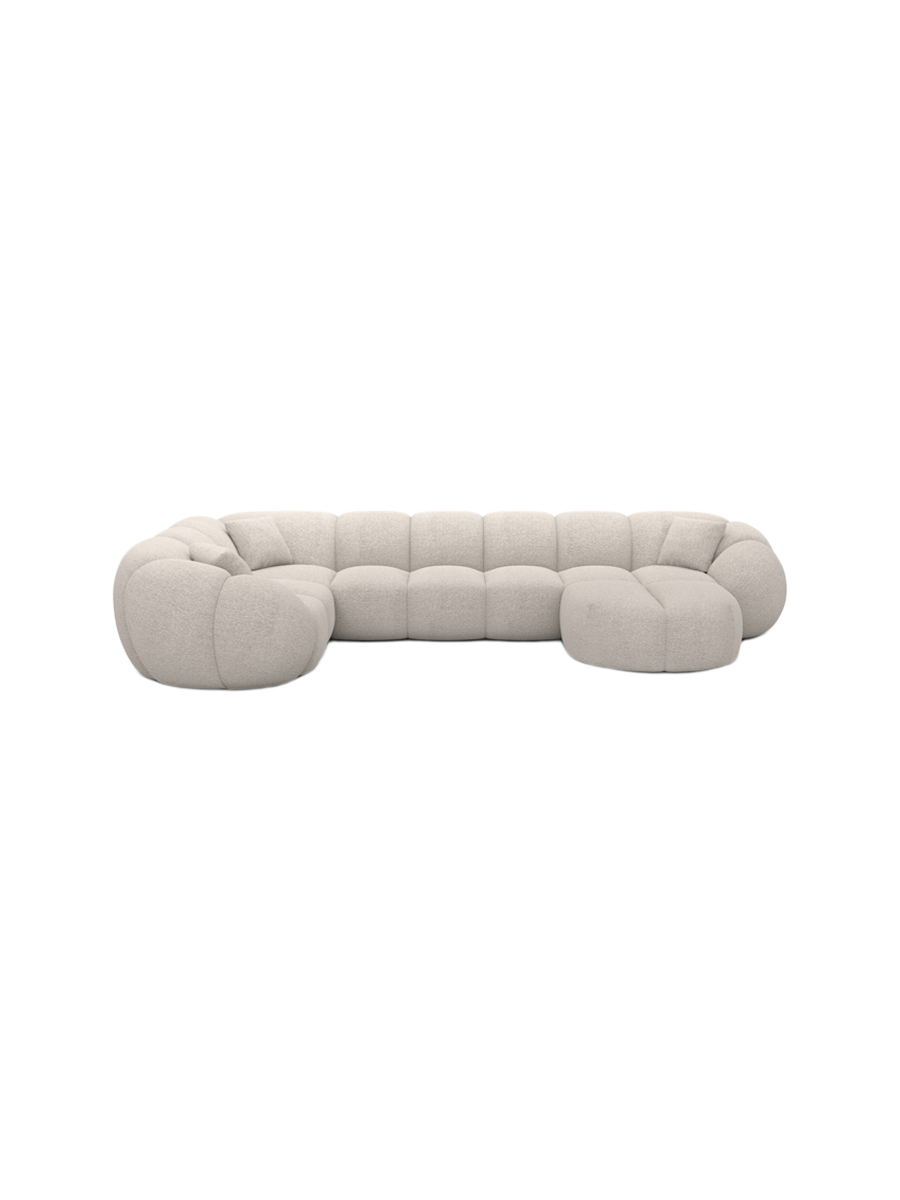
6-Sitzer Design Panorama-Sofa „Azura XL“ mit Bouclé-Bezug - Bouclé Graphit / Lange Seite links